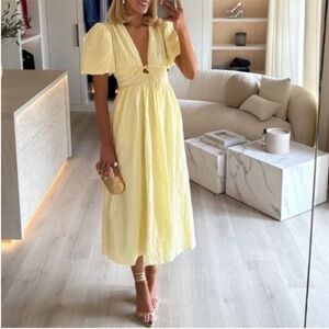 Abercrombie & Fitch Pale Yellow Midi Dress